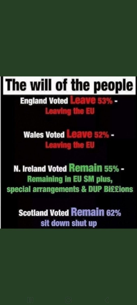 STARBRIGHT164's tweet photo. @PatLeahyIT @AwayFromTheKeys #BrexitLies 'tear up' NI Protocol 
#BrexitBribes DUP Bi££ions https://t.co/Rq1ZH8qM4E