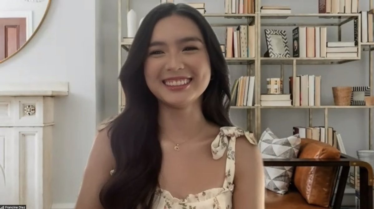 ABSCBNpr's tweet photo. Francine Diaz on doing a rom-com for the first time: Sabi ko, ‘woah, challenge ito.’ Na-excite ako and kinabahan. This time kasi hindi siya ganun ka-heavy.

#BBFrancineMediacon
#BBLoveIsForEveryBody https://t.co/Swlubycz5s