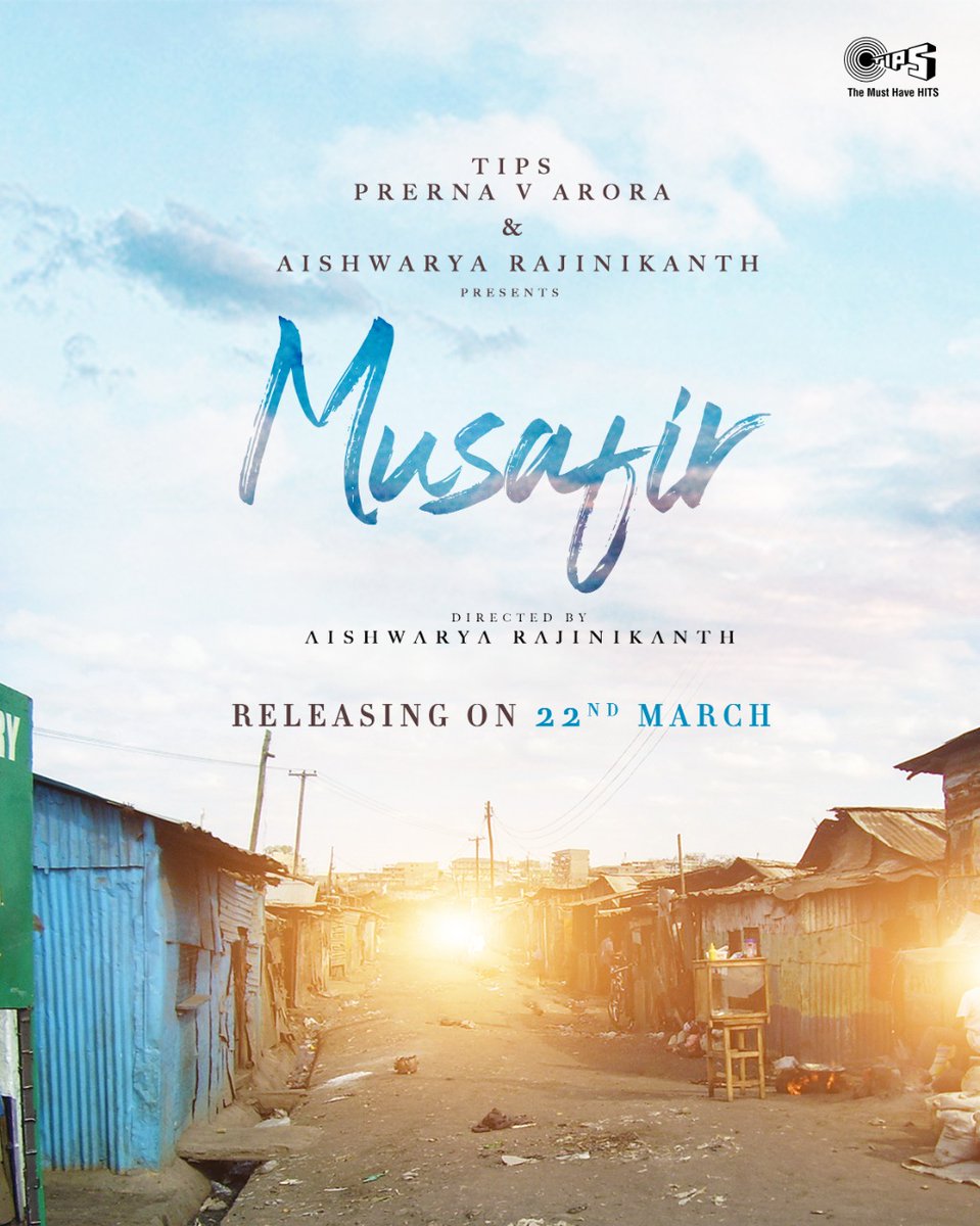 'MUSAFIR' ARRIVES ON 22 MARCH ON TIPS... The much-awaited song #Musafir - presented by #KumarTaurani, #PrernaVArora and #AishwaryaRajinikanth - unveils on #Tips #YouTube channel on Tuesday, 22 March 2022... Rendered by #AnkitTiwari... Featuring #ShivinNarang. #TheMustHaveHits