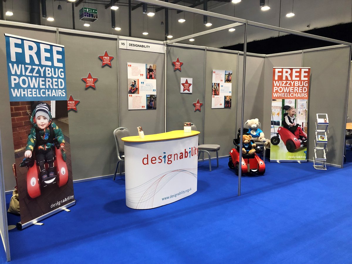 DesignabilityUK's tweet photo. We are set up and ready at @kidztoadultz Middle at the Coventry Building Society Arena (stand V5).
Come and talk to us about our free Wizzybug Loan Scheme and find out how #Designability helps disabled children and families throughout the UK. https://t.co/kvaTaR32pj