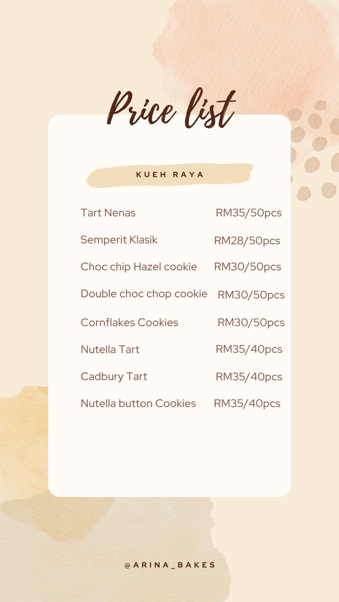 _nrAmalinazli's tweet photo. Hello gais! Bulan ramadhan dah tak lama nak menyapa kita, nanti pejam celik je dah raya! Raya ke tak raya , kueh raya tetap kena onz kat rumah kan, Tak jamu ke tetamu pun untuk makan sendiri pun its must! Jom survey pricelist kueh raya by Arina Bakes 📍 https://t.co/wzlryI0nDO