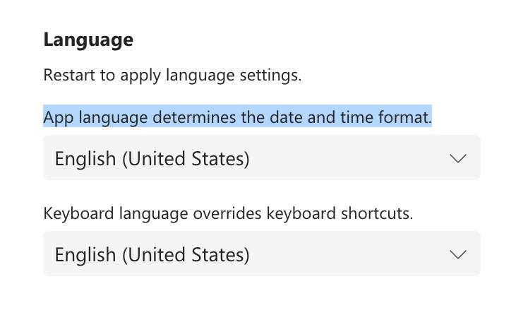 _arodrigues_'s tweet photo. So... If I want to set my interface in English but still use my Country date format Microsoft won't let me do it. Because it's always nice to play mental mapping every time you look into a date like 1/1/2022, right? 😅 https://t.co/VKWXGqCzU1
