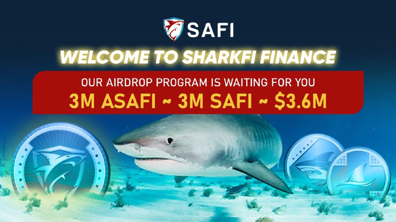 OUR AIRDROP PROGRAM 
💎Airdrop: 3 Million $SAFI 
💰Join: 30 $ASAFI 
💰Referral: 10 $ASAFI
💸Distribution: Within 24 hours
📶Network: Fantom Opera
💠Symbol: $SAFI
🔗Contract: 
💰1 $ASAFI = 1$SAFI = 1 $FTM ( Fantom)
Complete all the tasks of  @SHARKFI_AIRDROP_BOT to get the reward