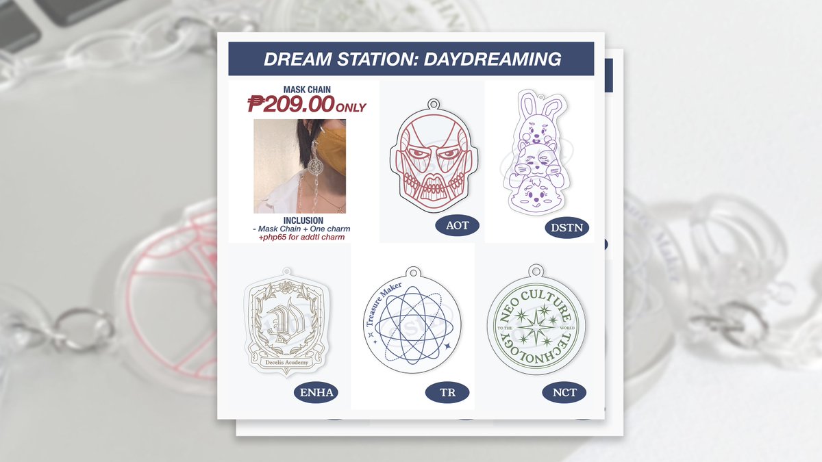 dreamstationph's tweet photo. 🥣 daydreaming collection.ᐟ
— 𝐭𝐡𝐞 𝐬𝐞𝐜𝐨𝐧𝐝 𝐛𝐚𝐭𝐜𝐡

[ tumblers, sprays, mask chain ]
☺︎ P149 ~ P419

🍊fandoms
— attack on titan
— enhypen
— nct
— treasure
— dream station

doo: mar 29
dop: mar 30

🏠pre-rder form: https://t.co/UA0ep00BIp
ic wts lfb help rt https://t.co/WM2JSrH3vE