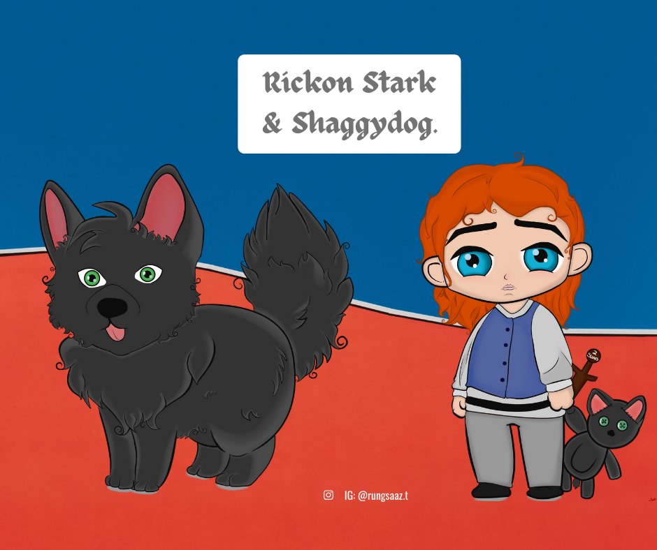 tehn98's tweet photo. This is my fan art of little 3 year old Rickon, and Shaggydog.
*My headcanon is that toy was made for him by Sansa and Arya before leaving for King's Landing. So he takes it everywhere he goes.
#Rickon #RickonStark #Shaggydog #SansaStark #AryaStark #ASOIAF #ASongOfIceAndFire https://t.co/EdzWwq0JIY