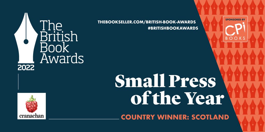thebookseller's tweet photo. Congratulations to @cranachanbooks, #BritishBookAwards Small Press of the Year Country Winner for Scotland!
#Nibbies @CPIbooksUK https://t.co/XAnmGsPFbk
