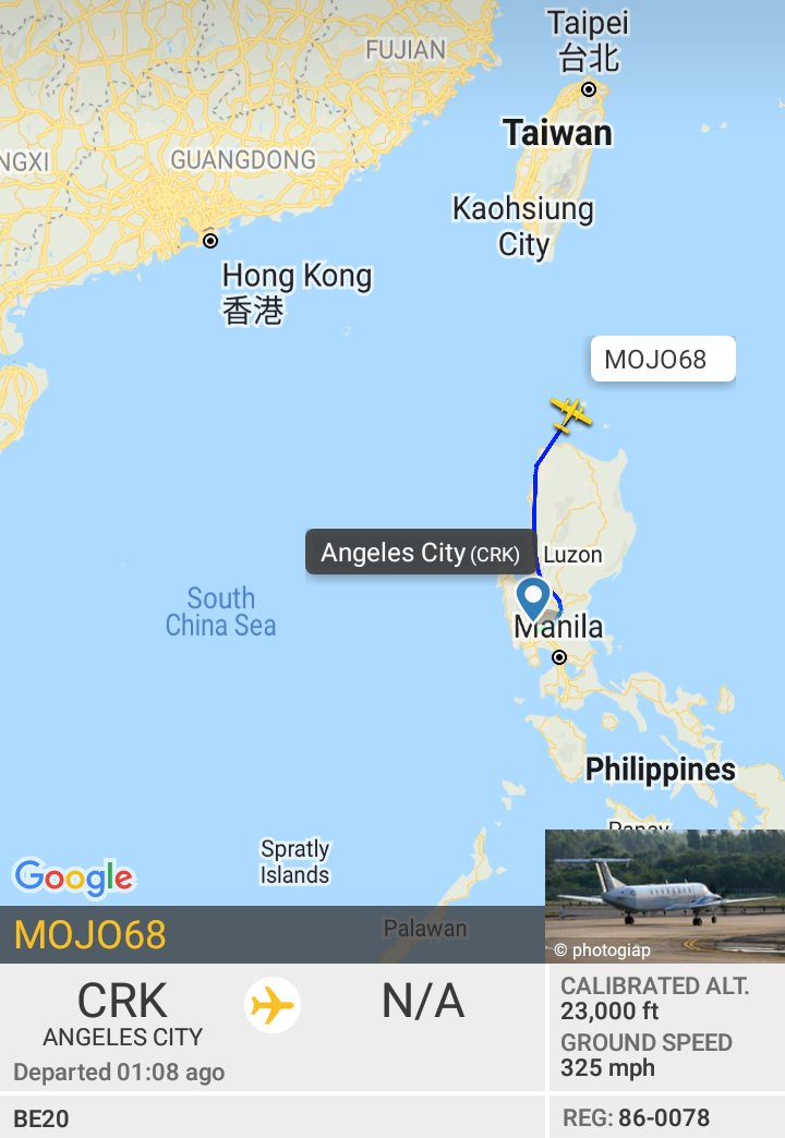 Oceanworldfree's tweet photo. 🇺🇲USAF MOJO68 86-0078 #AE08EF from #ClarkAirBase to #KadenaAB #嘉手納飛行場 via #BashiChannel
Beechcraft C-12J Huron https://t.co/Qul3HqsvLC