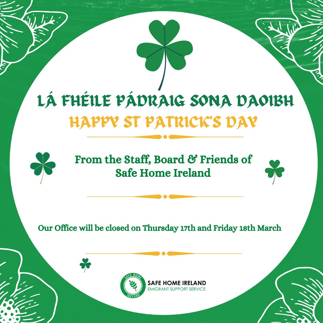 Safe Home Ireland on Twitter "Happy StPatricksDay to our friends
