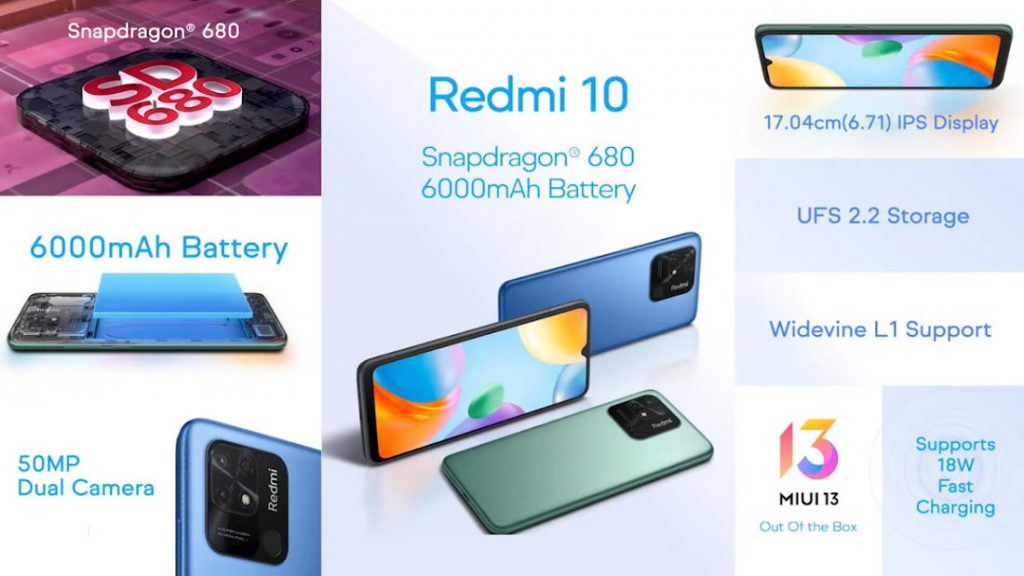 TechTipster_'s tweet photo. Redmi 10 launched in India
6.71" HD+ display
1600 x 720 pixels
CGG 3 protection
Snapdragon 680
4GB/6GB LPDDR4X RAM
64GB/128GB UFS 2.2 storage
5MP | 50+2MP
Rear-mounted FPS
6000mAh battery
18W charging
MIUI 13
Android 11

4GB + 64GB: Rs. 10,999
6GB + 128GB: Rs. 12,999
#Redmi10 https://t.co/aIpod2A06f