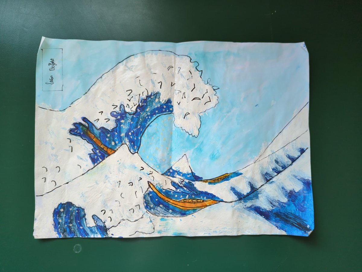 We have had our first homework in! Well done Seren for this magnificent painting of The Great Wave! 🌊