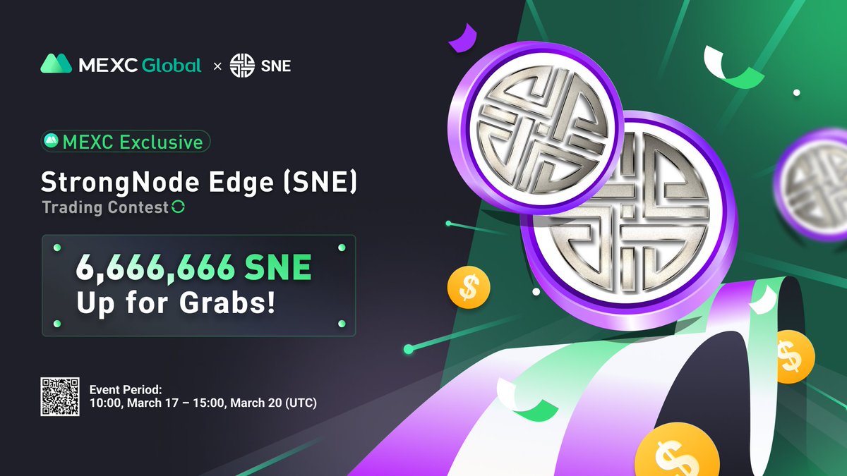 To thank the #StrongNodeEdge community for their support, the <a href="/StrongNodeEdge/">StrongNode.io</a> team is launching a Trading Contest on #MEXC!

💰Prize pool: 6,666,666 $SNE
⏰Event Period: 10:00 Mar 17 - 15:00 Mar 20 (UTC) 

Details: bit.ly/3tXF40s

💚Sign up: bit.ly/3uemwLl