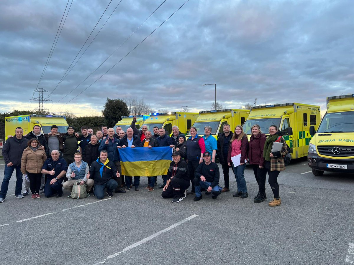 This St Patrick’s Day 9 HSE donated ambulances en route to Ukraine equipped &amp; ready for service with medical supplies on board. NAS prepared them, Lifeline Ambulance &amp; Medical Help Ukraine arranged transport, 18 volunteers are driving &amp; others gave medical supplies <a href="/HSELive/">HSE Ireland</a>