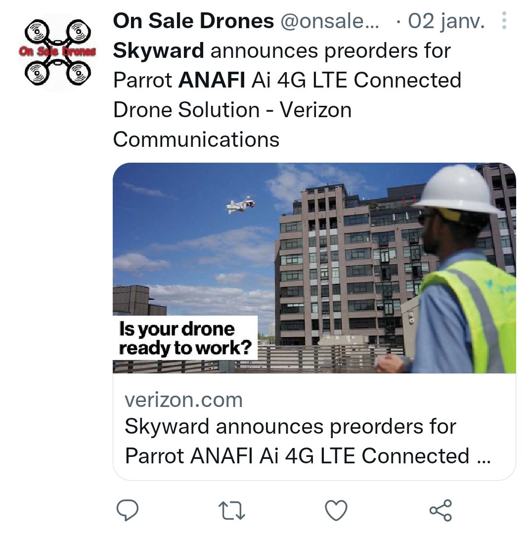 TitiValk's tweet photo. https://t.co/IzftLxP87Q en janvier, @SkywardIO #verizonrobotics et @parrot $PARRO annonçaient les pré commandes du #drones #anafi ai aux USA. LE Tweet ci dessous nous indique qu ils seront livrés ce mois ci! Vous vous rappelez le nombre de malettes dans la vid de @GautierVeltri ? https://t.co/tTgygaOvfQ