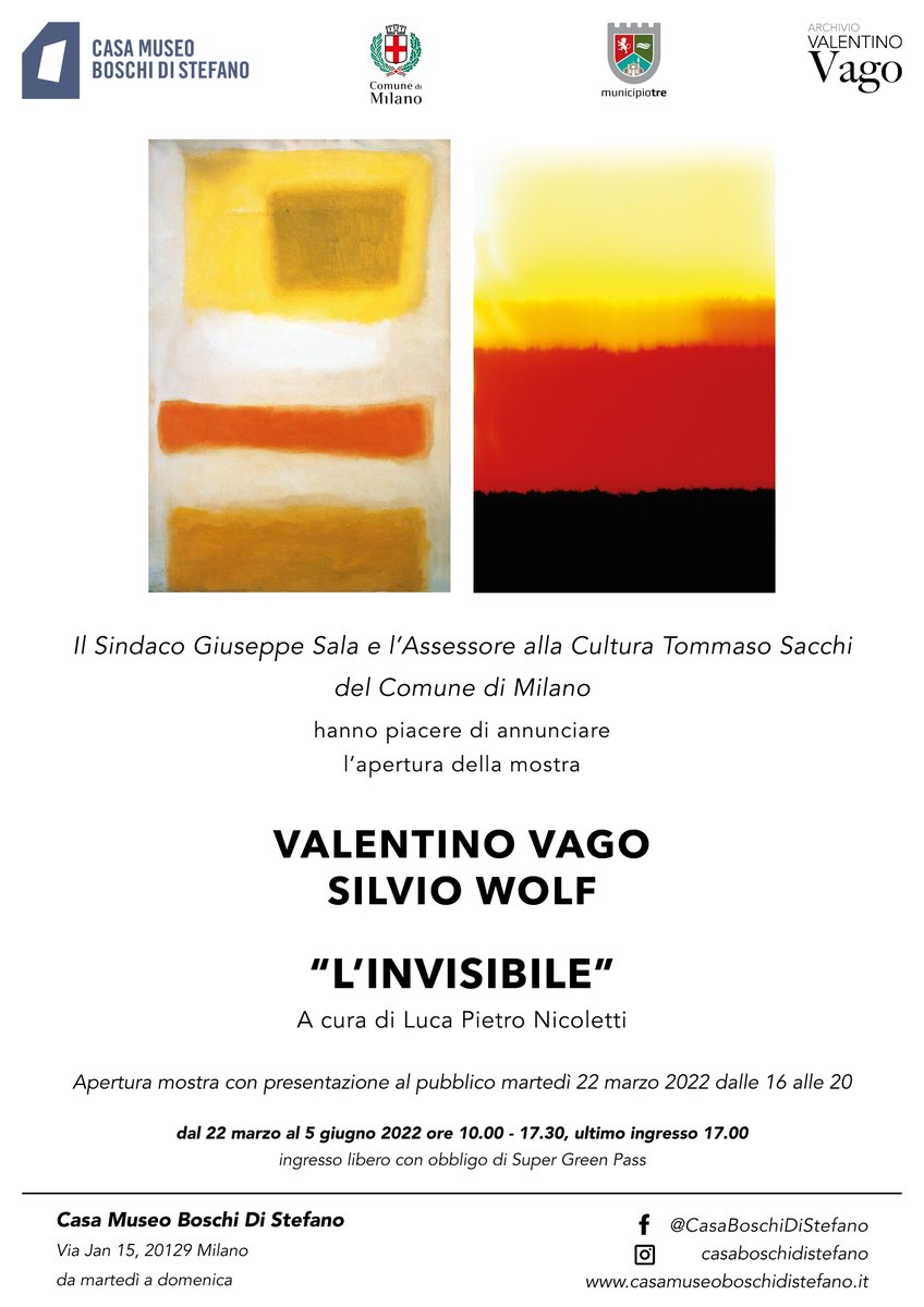 ValentinoVago's tweet photo. L'invisibile, Casa Boschi Di Stefano, via Jan 15, Milano dal 22 marzo al 5 giugno https://t.co/p9eJKYnX4f