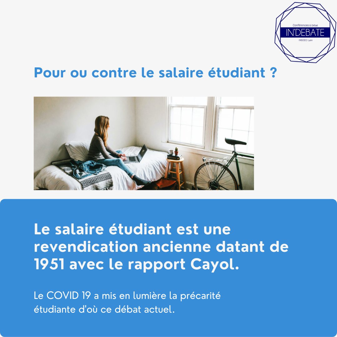 in__debate's tweet photo. Pour ou contre un salaire étudiant ?

La COVID 19 avec l'arrêt des jobs étudiants a mis en lumière la précarité étudiante. C'est une panoplie d'outils qui permettra aux étudiants de vivre correctement.

#débat #conférence #étudiant #précarité #association #indebate #Societe https://t.co/S8A2q6zvnd