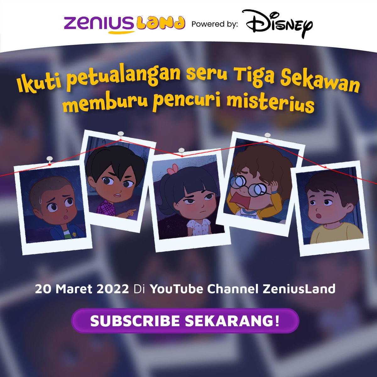 ZeniusLand's tweet photo. Nantikan petualangan baru 
Tiga Sekawan, edisi Hari Bercerita!😍

Subscribe Youtube Channel #ZeniusLand sekarang!

Nyalakan loncengnya juga ya biar gak ketinggalan kejutan di tanggal 20 Maret 2022.😆 https://t.co/Z1RcaSt9dP
