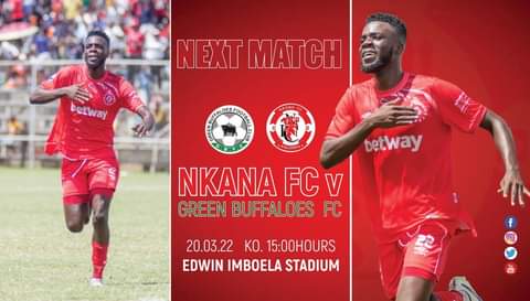 We travel to Lusaka this weekend as we battle it out with Green Buffaloes. 

Ba Nkana, kuli pa Lusaka. See at Edwin Imboela. 

🏆 MTN Super League- Week 26
⚽ GBFC 🆚 Nkana FC
📆 Sun 20.03.22
🏟️ Edwin Imboela 
🕐 15h00
📺 Live on SuperSport

#WeAreKalampa
#WeAreTheRealREDS