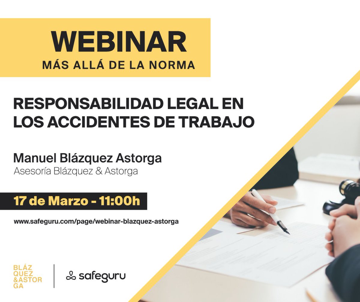 💡 ¿Sabías que las infracciones en #PRL pueden ser sancionadas con hasta 980.000 euros?

📌 Descubre más en el #WebinarSafeguru hoy a las 11:00. ¡Apúntate y pregunta tus dudas en directo! safeguru.com/page/webinar-b… 

#agendaprl #webinar #asesores #jurídicolaboral #sst #epi #laboral