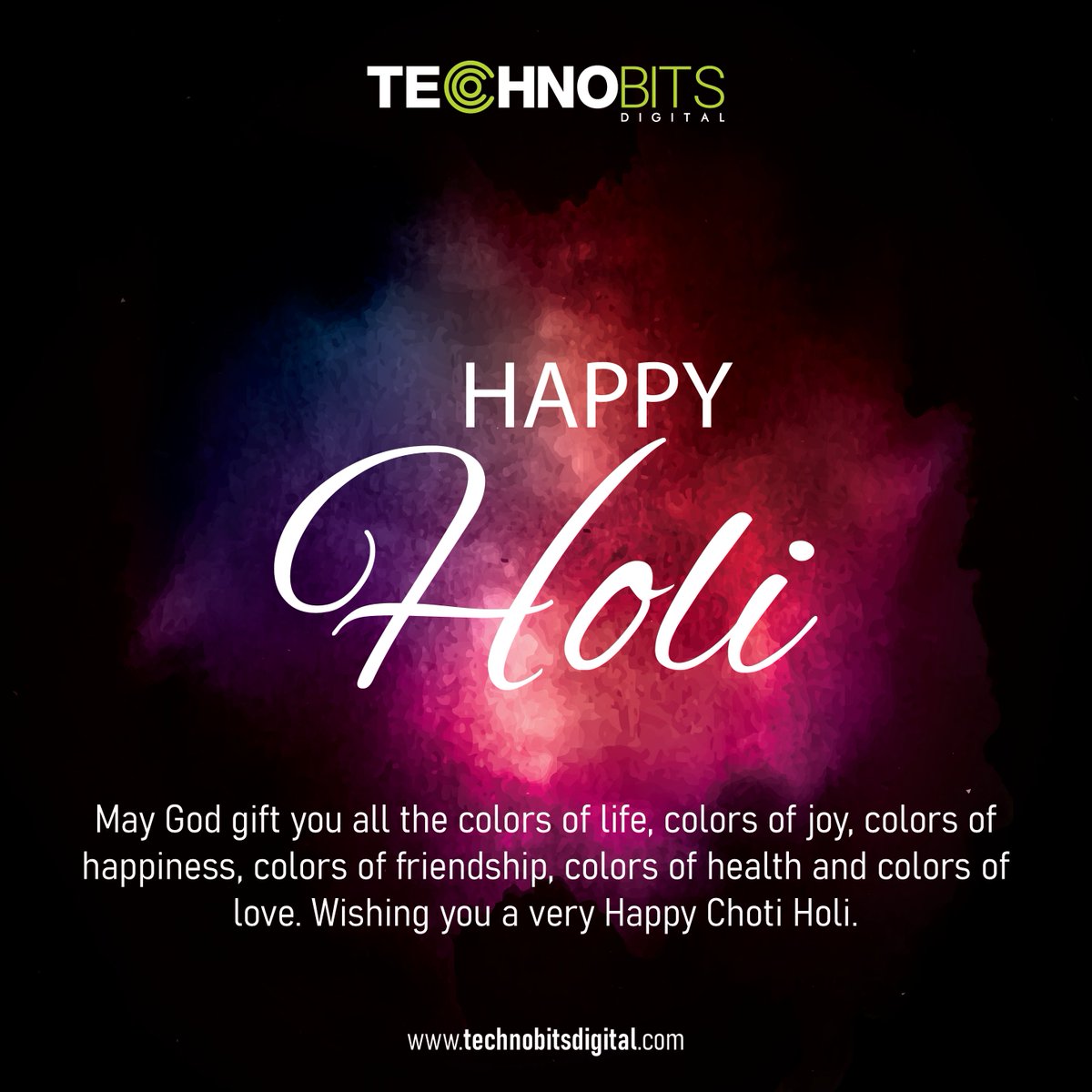 TechBitsDigital's tweet photo. Hope God paints the canvas of your life with beautiful colours. Happy Holi to you and your Family!!
https://t.co/H20yQJb81V
#evolgroup #technobits #happyholi https://t.co/51mjtT0q1X