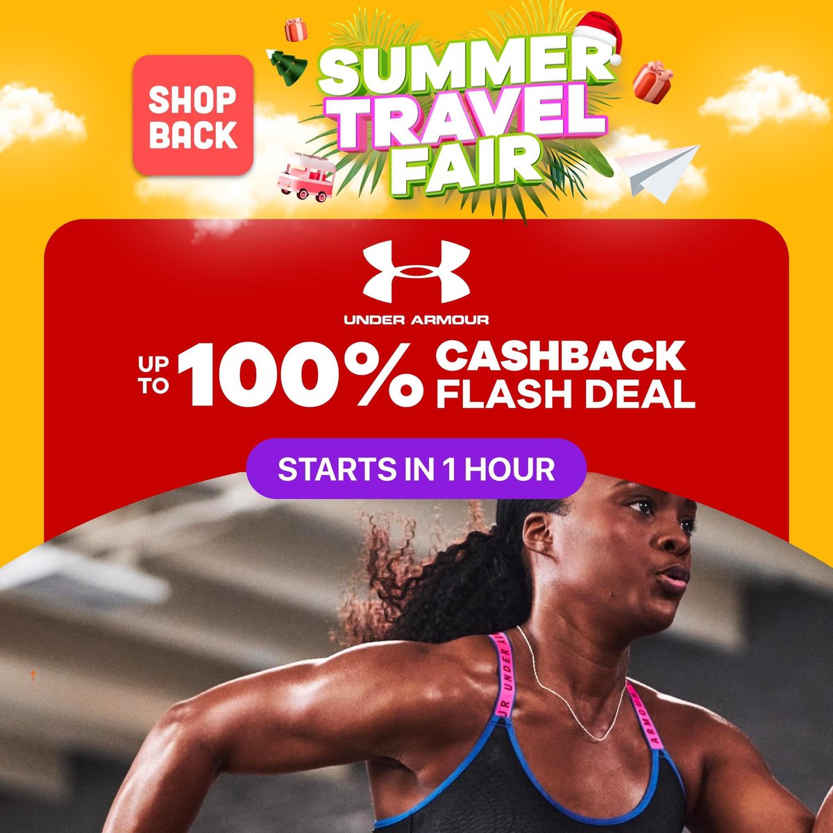 shopbackph's tweet photo. It's the final stretch of our #SummerTravelFair! 🙌 Complete your summer look by purchasing Under Armour essentials via ShopBack at 6PM here: https://t.co/5uWkX97trr 🛍️ 

#UnderArmour #StartWithShopBack https://t.co/CsOp121fNt