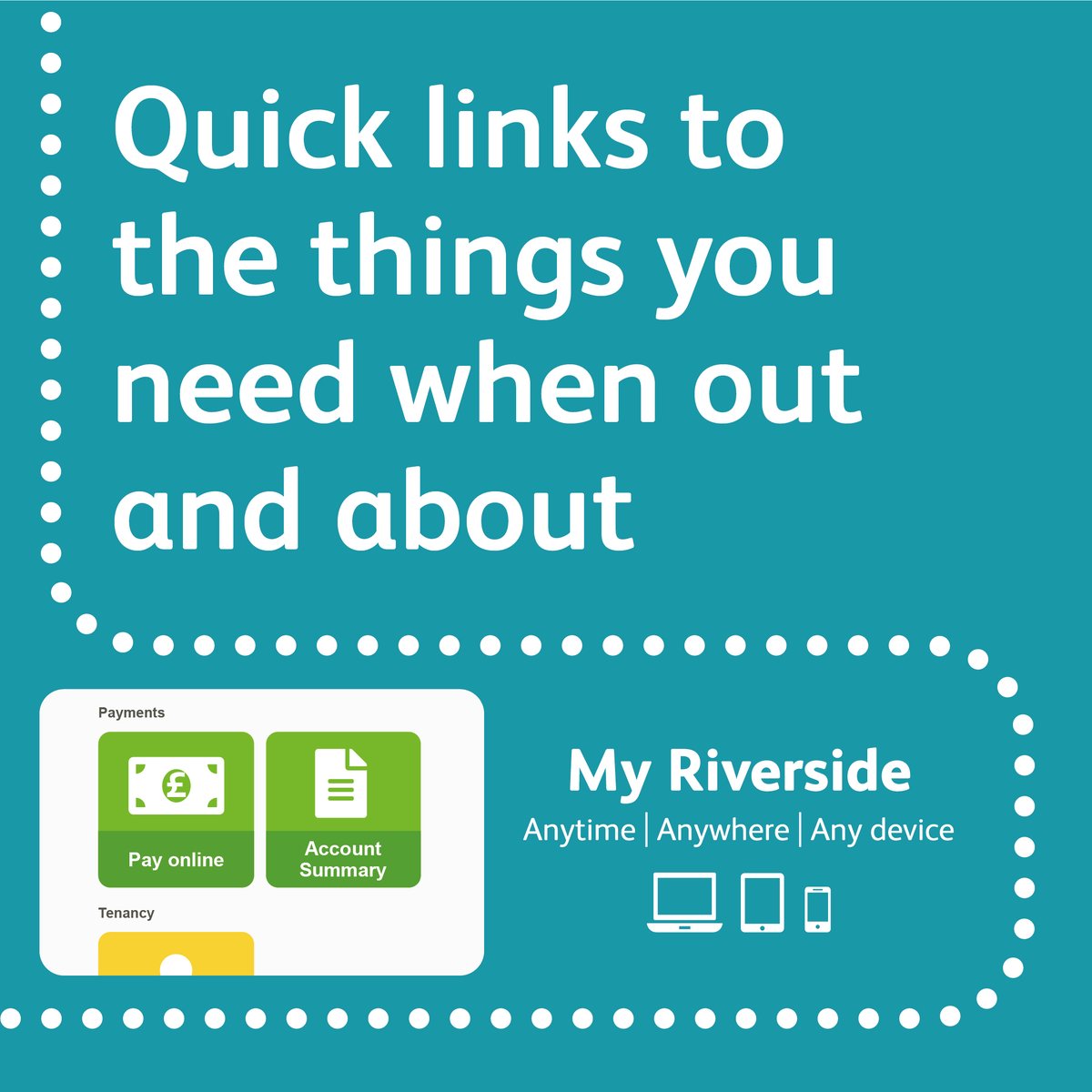 Access your services wherever suits you. My Riverside…so you can get on with whatever you like. Find out more, register and download the app! crowd.in/JG4aLk