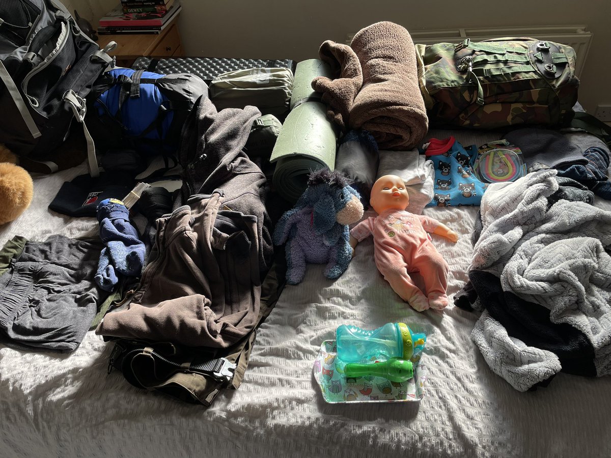 MattMCass's tweet photo. Our gear for the overnighter at The Cathedral. Not quite sure why baby or Eeyore are in there. I think Ivy wants to come with us!
It’s not too late to sponsor Xander and I
https://t.co/nRcWD16DkC
@GlosCathedral @BBCGlos #Cc22 #CloistersChallenge #ForTheHomeless https://t.co/7zijIJIfaI