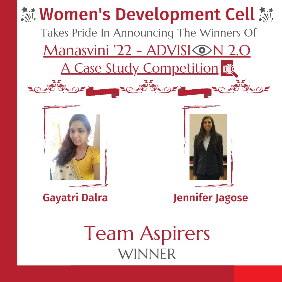 WDC_SIMSR's tweet photo. Team WDC  is extremely delighted to present the winners and runner ups of Advision 2.0 - Case study competition !!🏆

Join us in congratulating the following teams :-

Winner :Aspirers 
1st runner up :Visio-nari
2nd runner up :Striders

#Winners #Casestudy #Advision2 #wdc #kjsim https://t.co/g0hQakJbi9