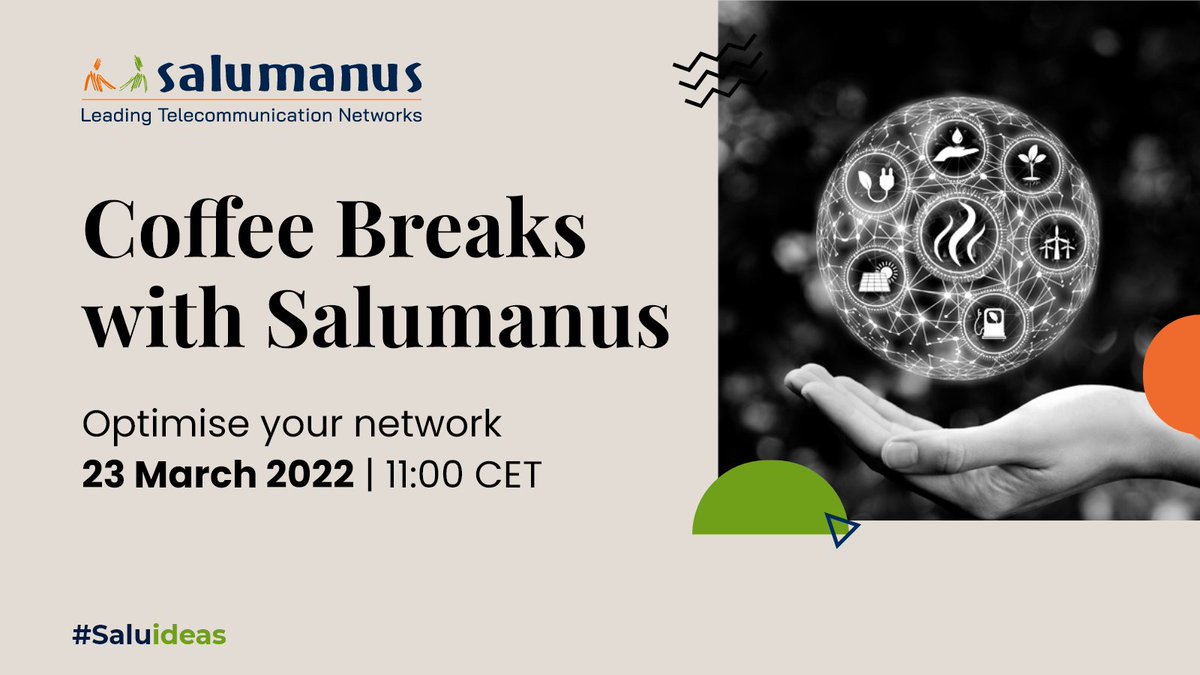Coffee Breaks with Salumanus bring you three essential, 6-minute presentations on the latest data technologies. Just right for your morning coffee.

Follow us on 23rd  at 11am CET for an insightful presentation about sustainability. 

#sustainability #networks #telecommunications