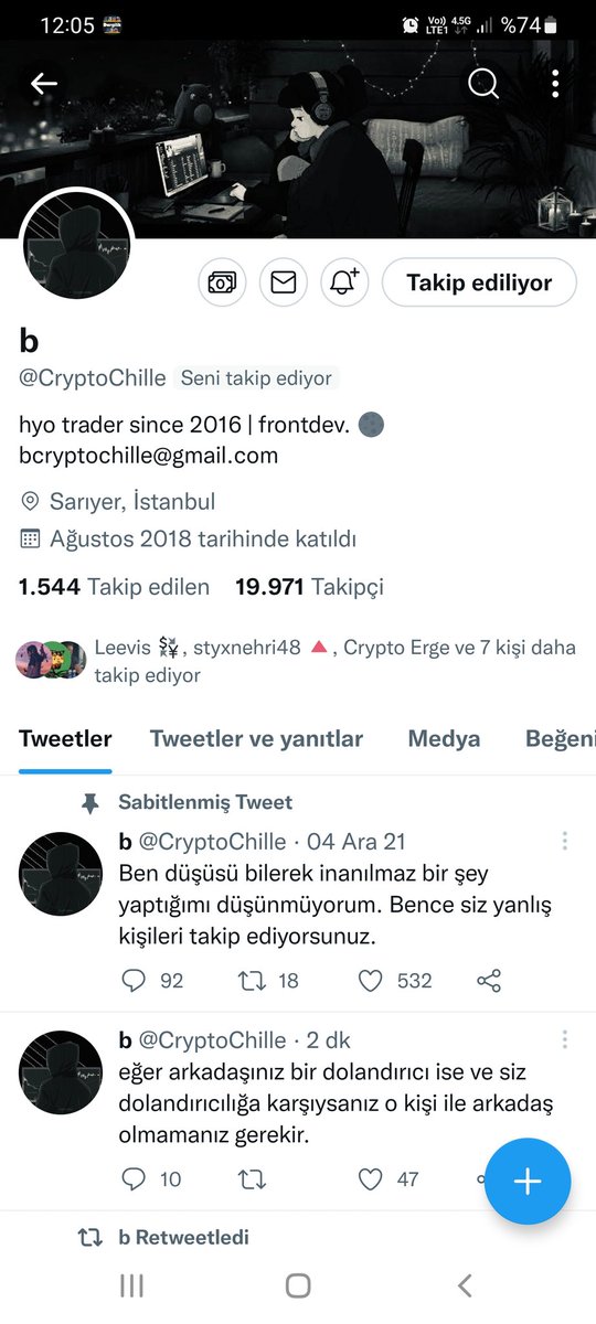 Takipçilerinin  kanını emen saçma sapan grafiklerle fenomen olan tayfaya karşı hem analizlerinin başarısıyla hem de dürüstlüğüyle ders veren <a href="/chille/"></a>  beni takibe almış. Şeref duyarım hocam hoşgeldiniz.