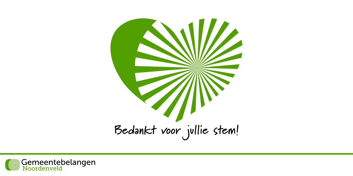 Noordenveld, bedankt voor jullie stem en het vertrouwen in Gemeentebelangen Noordenveld!