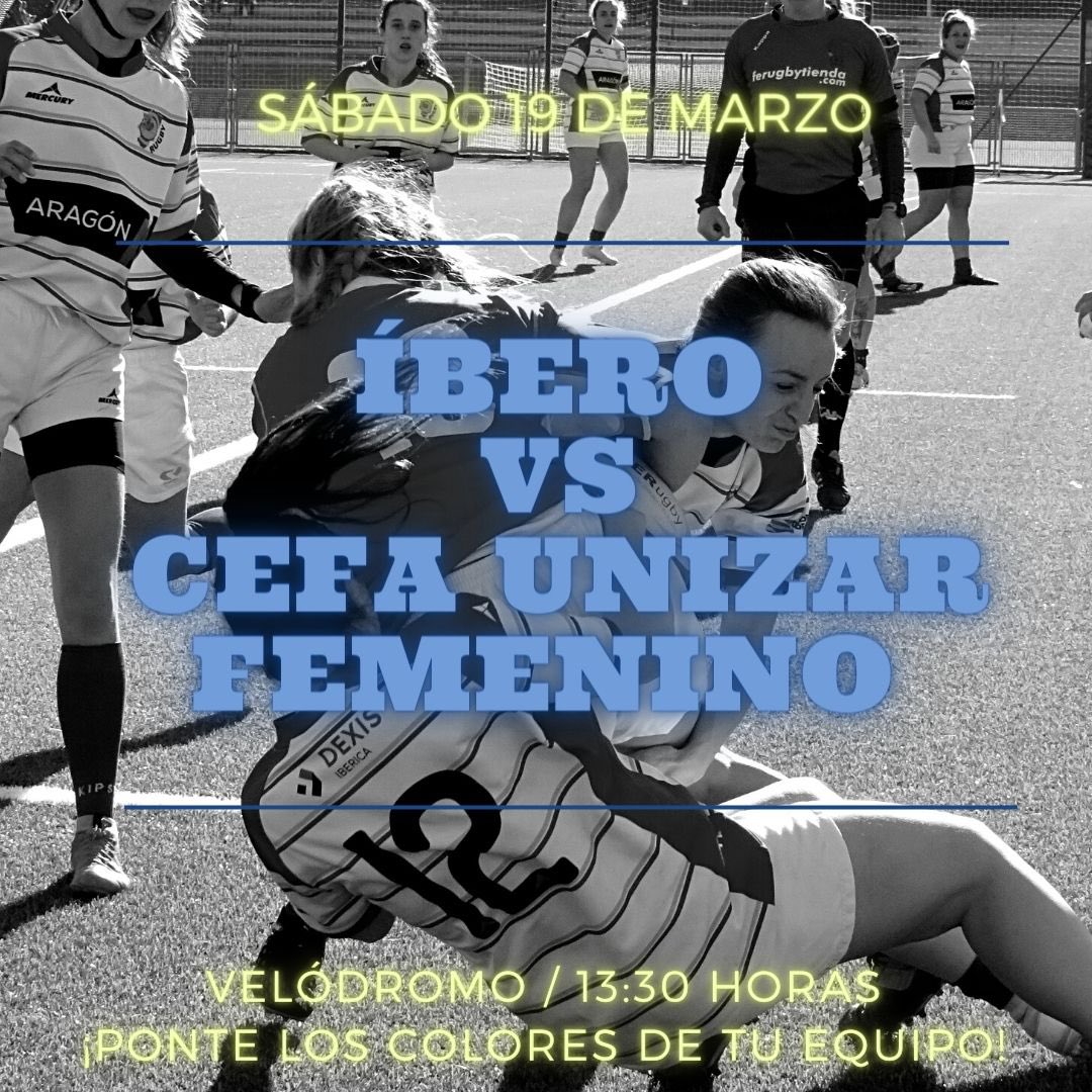 Este sábado ven a animar a nuestras chicas de <a href="/ibero_rugbyzgz/">Íbero Rugby Zaragoza</a> y Cefa Unizar a las 13:30 en el Velódromo !😎