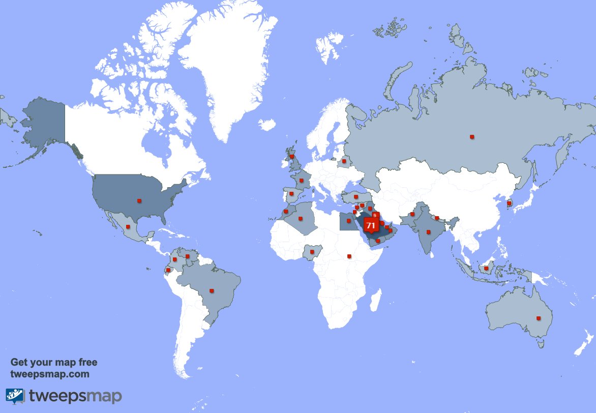 لدي 1 متابعين جدد من الكويت 🇰🇼 خلال الأسبوع الماضي tweepsmap.com/!abdulrheemlov