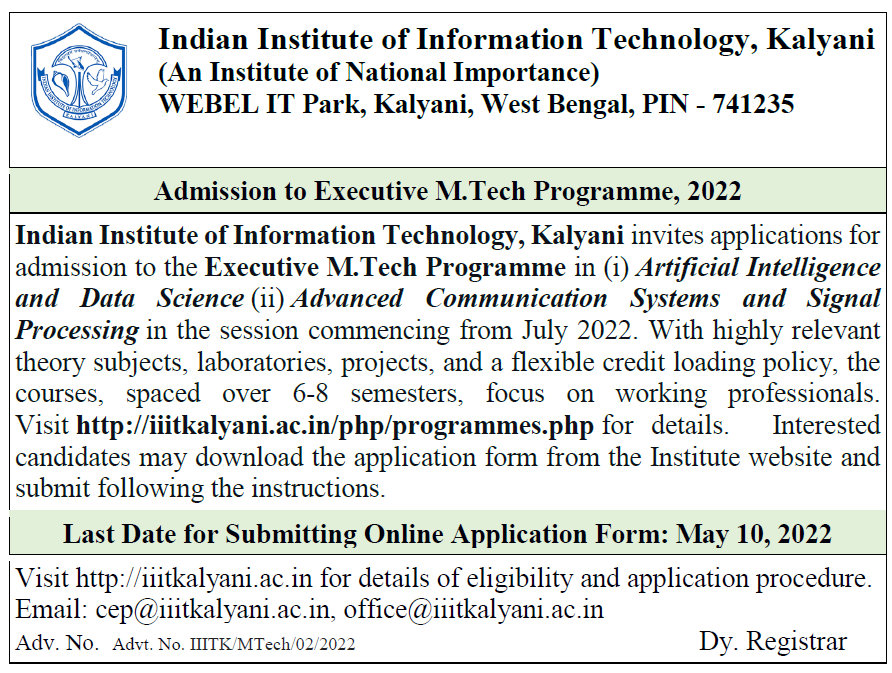iiit_kalyani's tweet photo. Applications are invited for the Executive https://t.co/XwFvHk4kYp. programme of #IIITK #cep_iiitk @SanjayChatter https://t.co/NsBemvHWzF