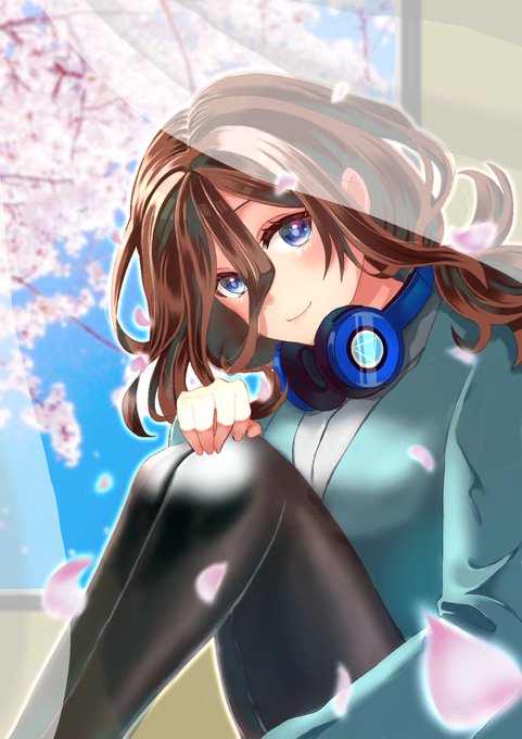 猫タシさんがTwitterに投稿した中野三玖(五等分の花嫁)のイラスト。