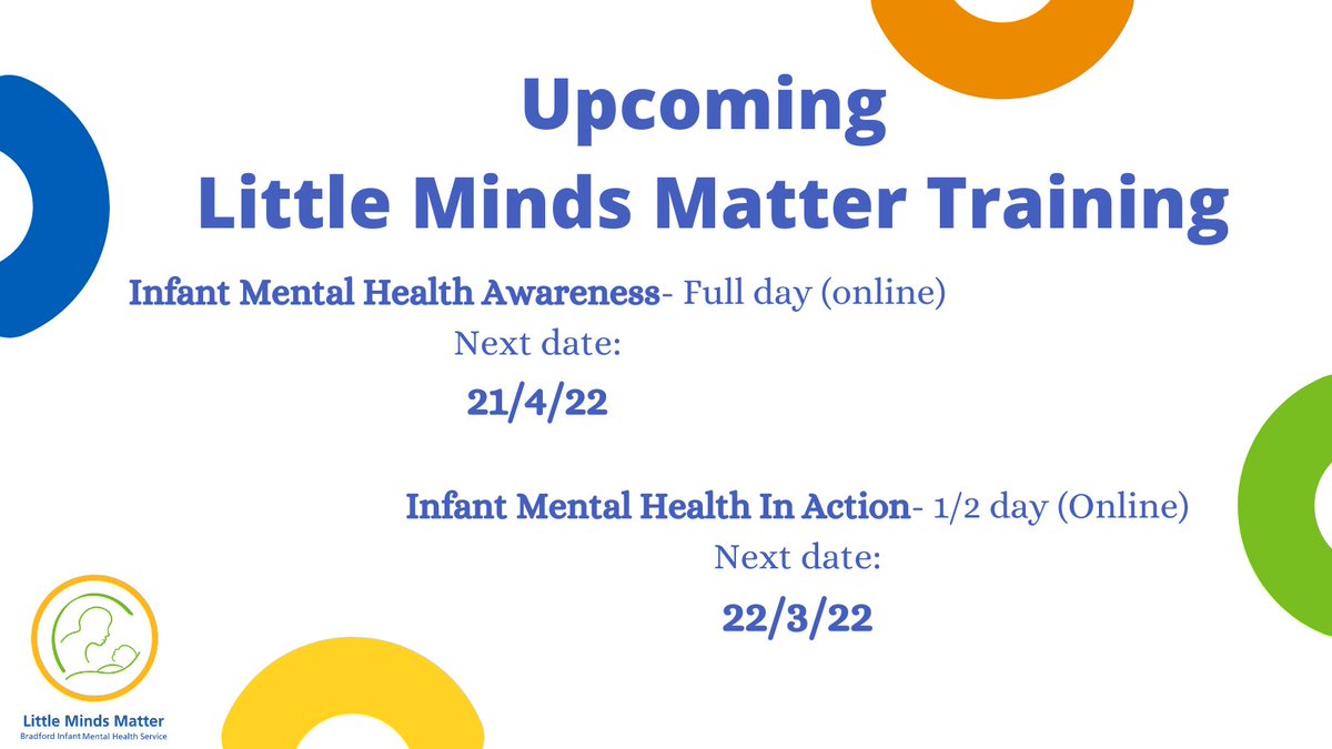 LMM_BDCFT's tweet photo. Do you work within the Bradford District? Is your work with parents through pregnancy and/or with babies up to age 2? 
Little Minds Matter offers practical interactive training, delivered by highly specialist clinicians.
See links in the description below to book a place: https://t.co/SquxuW2Lvf