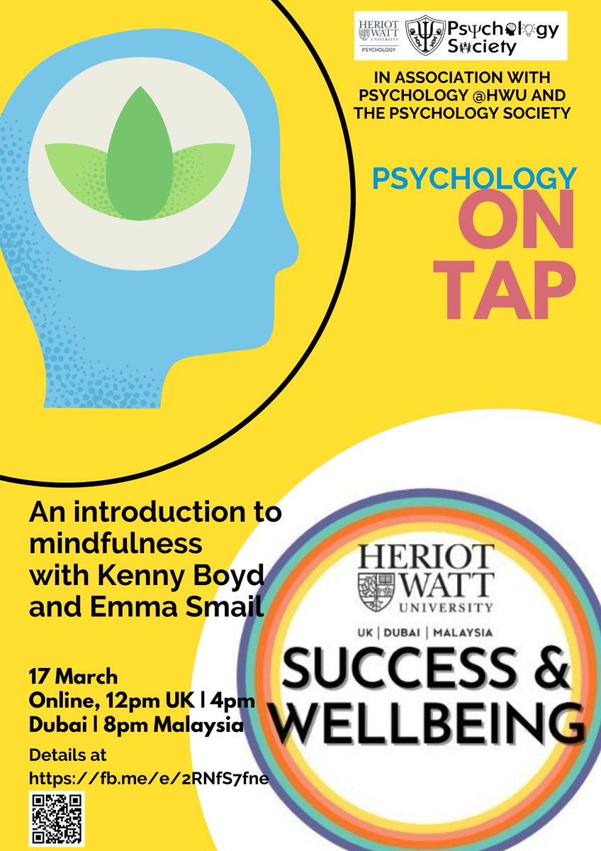 Our latest #PsychologyOnTap event is today...'An introduction to mindfulness' with Kenny Boyd (17 March: 12pm UK, 4pm Dubai, 8pm Malaysia). Join us to explore the topics that affect all our lives. Just BYOB (bring your own brain)! Details fb.me/e/2RNfS7fne