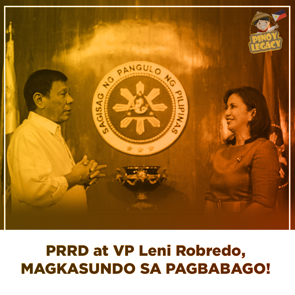 LegacyPinoy's tweet photo. PRRD at VP Leni Robredo, magkasundo sa pagbabago! #pinoylegacy #ourfuturepresident https://t.co/MuADjbFyeY