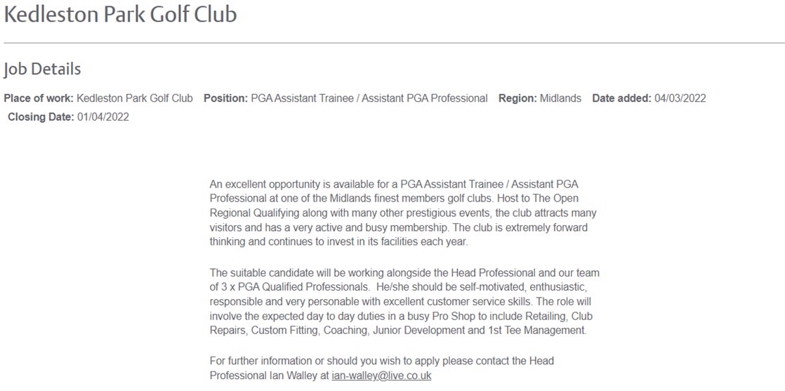 🚨Job Opportunity🚨 <a href="/Kedleston_Park/">Kedleston Park GC</a>