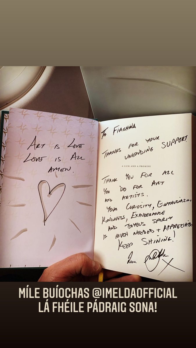 fobraonain's tweet photo. Lá Fhéile Pádraig sona! ☘️ 💚

First flight to London in years!…

First gig in London with @hothouseflowers in years!… 

@powerhauslondon tonight….

No better company than the luminous words of @ImeldaOfficial 💚

Mile buiochas Imelda! What a beautiful book!  #alickandapromise https://t.co/dvDhW5qWgJ