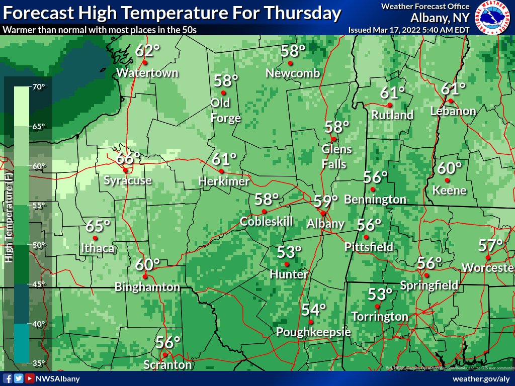 NWS Albany on Twitter "Today will be another warmer than normal day
