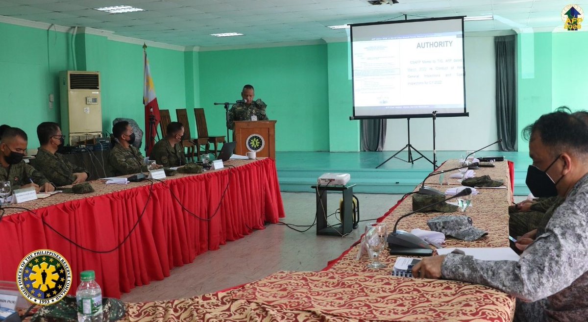 AFPRESCOfficial's tweet photo. The Command thru the leadership of COL VICENTE M RONATAY PN(M) (MNSA), Commander, AFPRESCOM welcomed this year’s Annual General Inspection Team  on 16 March 2022 at the Headquarters Ground. https://t.co/dxTbhI9why