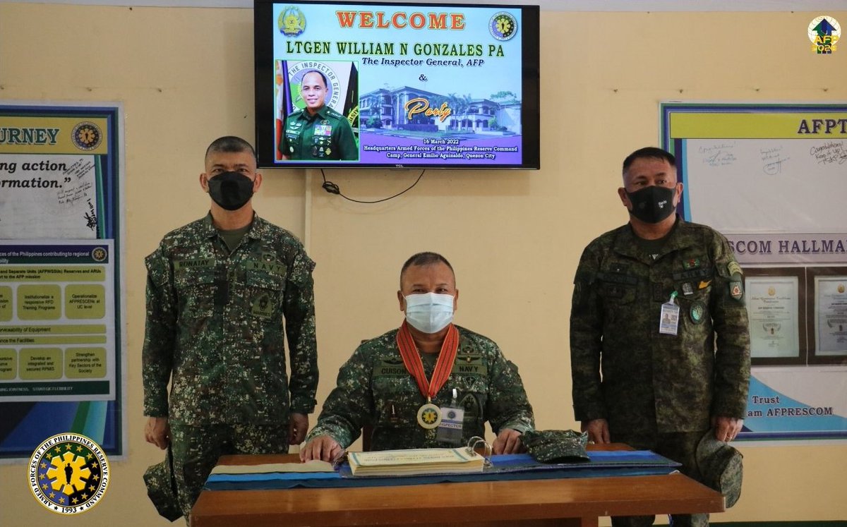AFPRESCOfficial's tweet photo. The Command thru the leadership of COL VICENTE M RONATAY PN(M) (MNSA), Commander, AFPRESCOM welcomed this year’s Annual General Inspection Team  on 16 March 2022 at the Headquarters Ground. https://t.co/dxTbhI9why