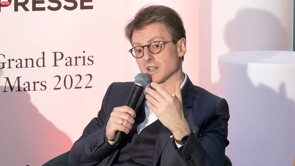 SKEMA_BS's tweet photo. [LIVE] @FrdricMunier, Professor of Geopolitics at SKEMA, announces the creation (within a year) of a "global school of geopolitics for business", which will offer dedicated geopolitical courses, hybrid courses, and modules leading to certification. #WeAreSKEMA #PressConference https://t.co/KveuT4yV4k
