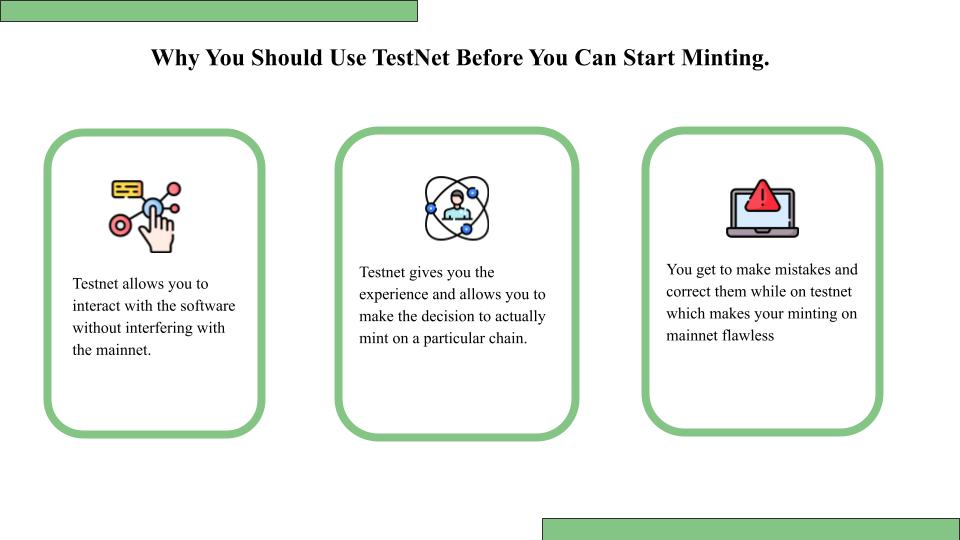 UbuntuPunks's tweet photo. An important tip for new #NFT artists is using testnet before you can start minting.
Here's why this is this important 😌
#UbuntuPunks #web3 https://t.co/hck8iMJnm5