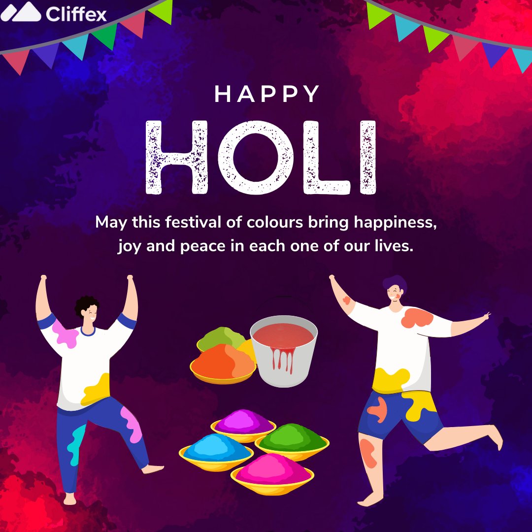 Cliffexco's tweet photo. It's time for Holi. 🌈 Spread the colour and savour the tasty treats. May this #Holi2022 be filled with joy and love.

Hope and positive energy from the auspicious holiday of #Holi can help you attain prosperity and happiness.

Happy Holi to everybody!! 💝 https://t.co/hilUVFn04a