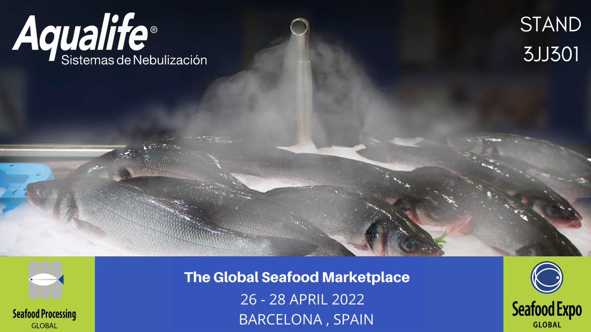AqualifeSystem's tweet photo. #Seafood es la feria comercial de productos del mar más grande del mundo.
Este año en #Barcelona del 26 al 28 de Abril.
Nos encontraréis en el Stand 3JJ301 donde podréis ver todas nuestras novedades en sistemas de nebulización para la conservación del #PescadoFresco. https://t.co/FVdSmIBKAH
