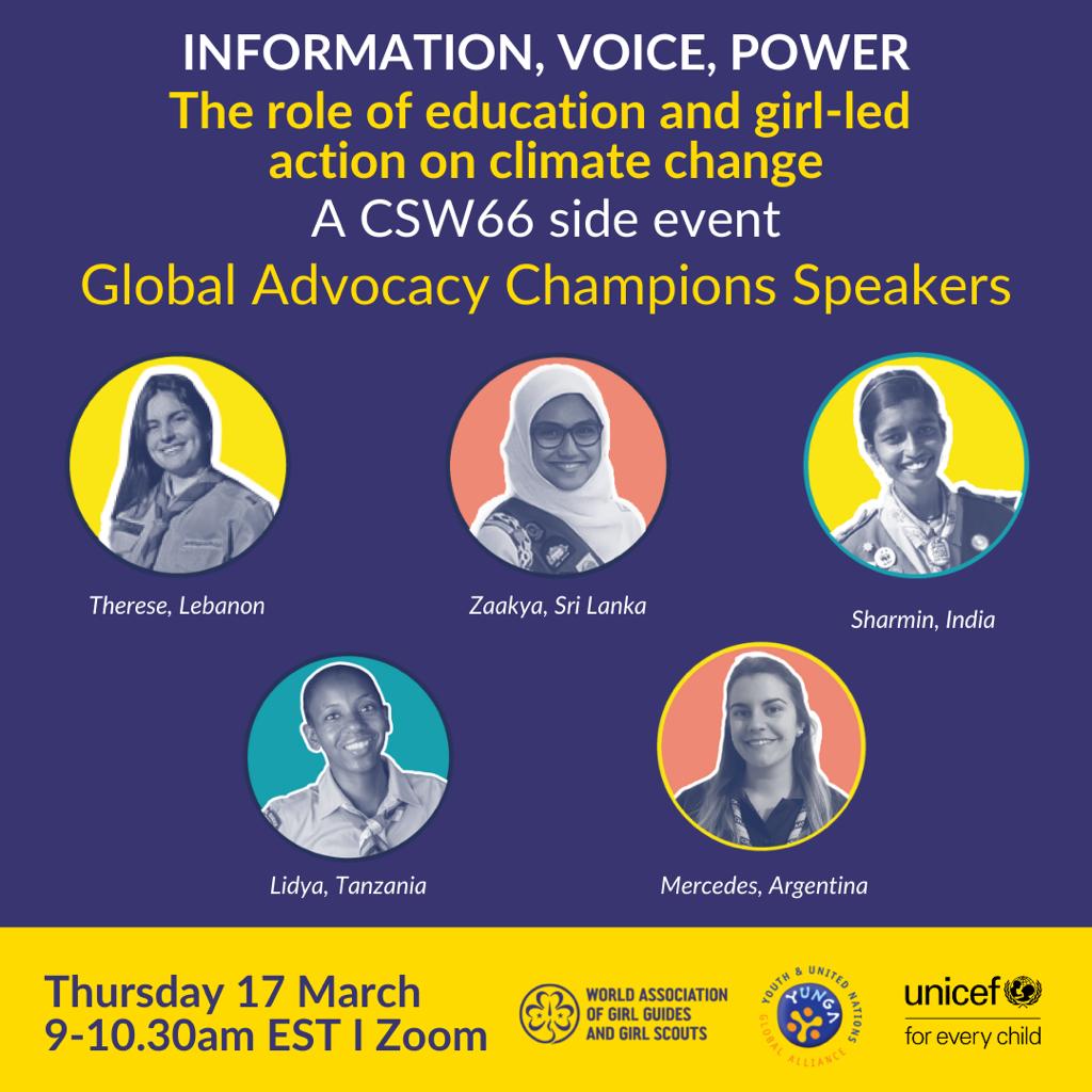WAGGGSdelegates's tweet photo. Join us today for an official #CSW66 Side event 🎉🙌🌟 Sign up for FREE on the link below and hear our #GlobalAdvocacyChampions ... preview >> we'll be sharing some exciting findings from our girl-led @UReportGlobal work 📢‼️🌍 #BringInTheGirls
https://t.co/UZT5JfxXSX https://t.co/cxDKTKZUUg