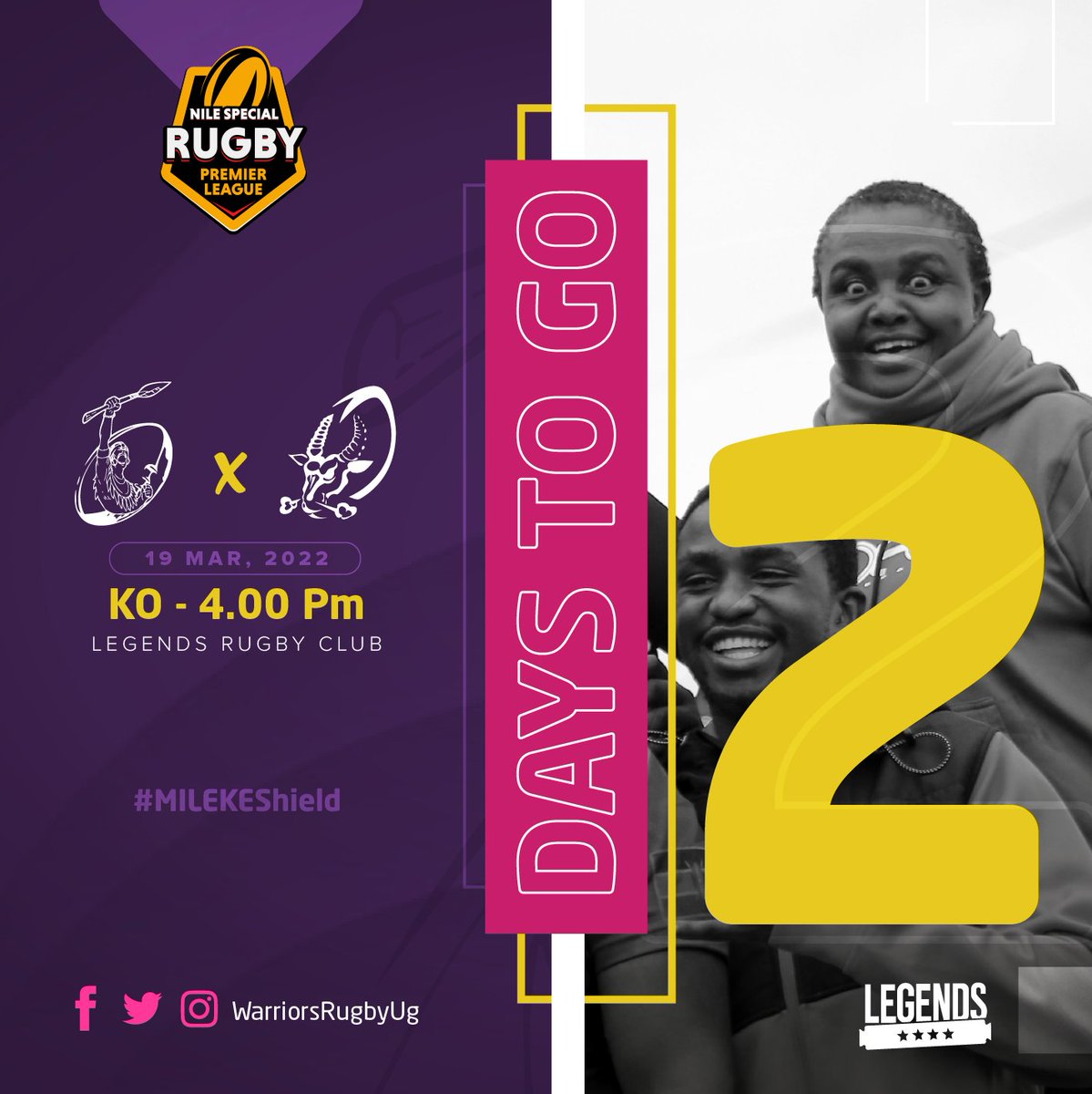 Warriorsrugbyug's tweet photo. Countdown to #MilekeShield II

#MilekeShield
#WarriorsVsKobs
#HandsUpForTheRealWarriors
#NileSpecialRugby https://t.co/RTqUOR6xBg