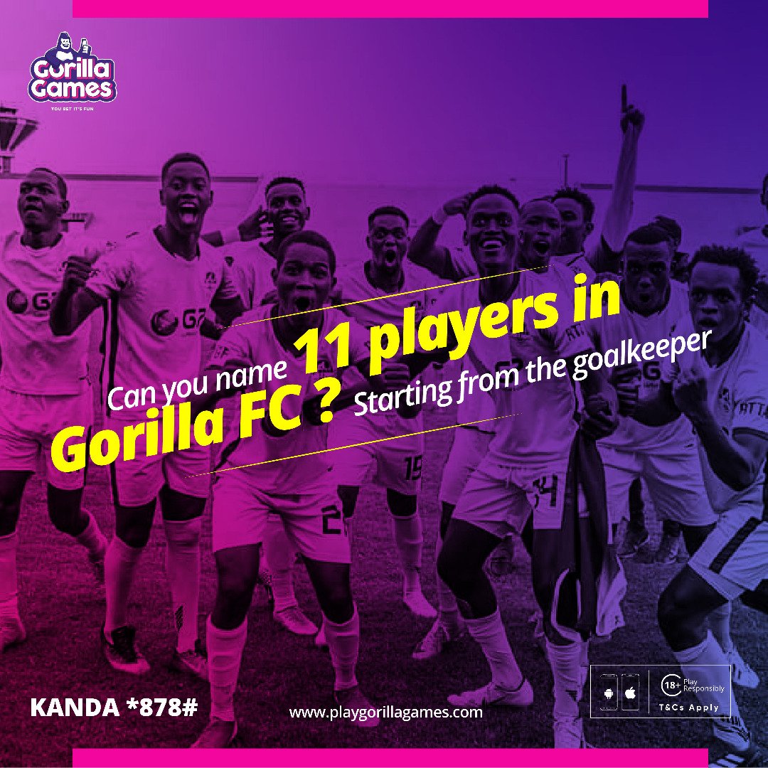 GorillaGamesRw's tweet photo. #GorillaQuiz ✍
Can you name 11 players in GorillaFC? Starting from the goalkeeper?
#GorillaGames
#GGForEntertainment
#FunGames https://t.co/v5fGv5e00Z