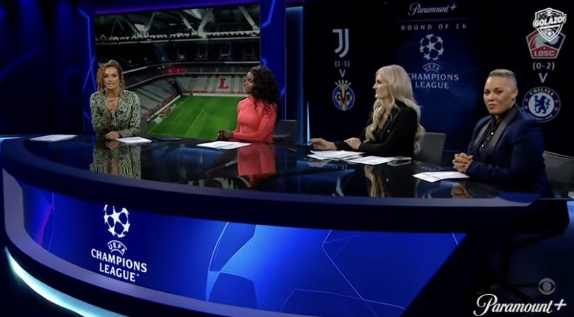 AlizeeLiechti's tweet photo. Bravo @CBSSportsGolazo @CBSSports et @kate_abdo pour le 1er plateau 100% féminin de l’histoire en @ChampionsLeague ! https://t.co/UsCyjuwVec